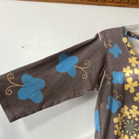 Before+Again Boutique Dress Brown Flowers 3/4 Sleeve - Picture 4 of 6